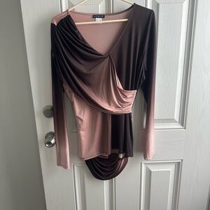 VENUS Pink and Brown Draped Top